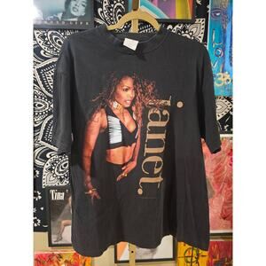 Rare Vintage 1993 Janet Jackson Double Sided Band Rap Tour Tee Black Size Large